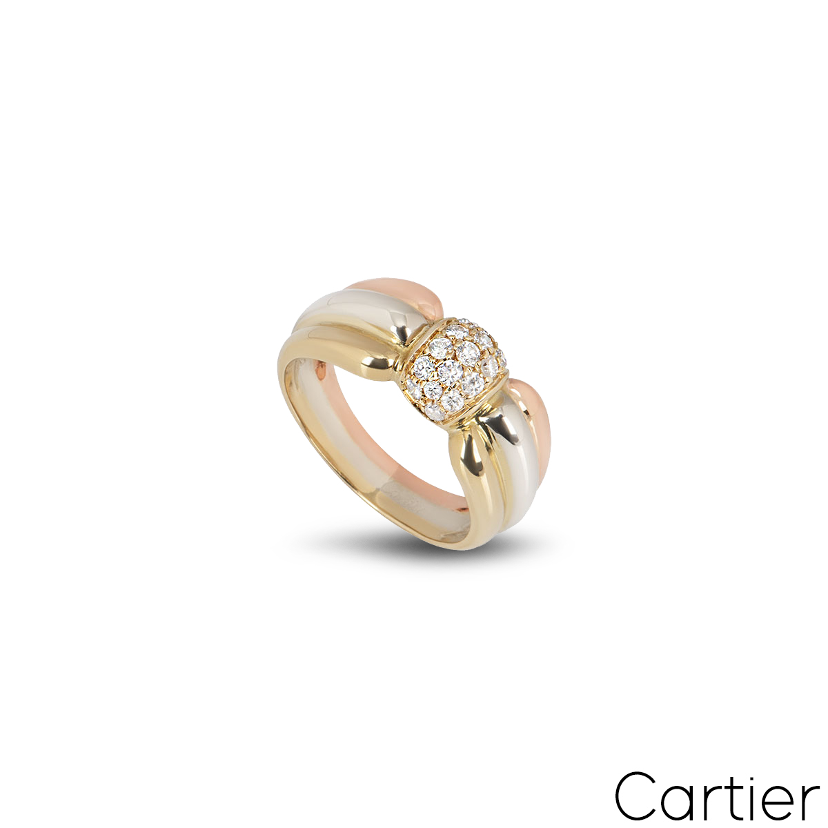 cartier three gold diamond ring